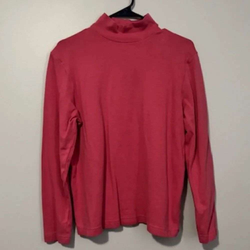 USED Womans Croft & Barrow Stretch Long Sleeve Turtle Neck Shirt Color Pink Sz M